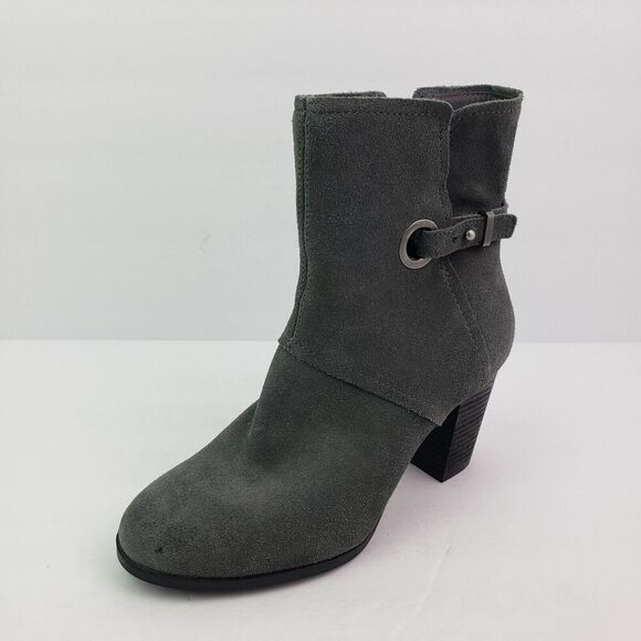 Koolaburra By Ugg Samiah Womens Size 7 Grey Suede Stacked Heel Booties Boots - Picture 2 of 12